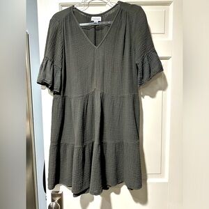 Velvet Cotton Gauze Tiered Dress